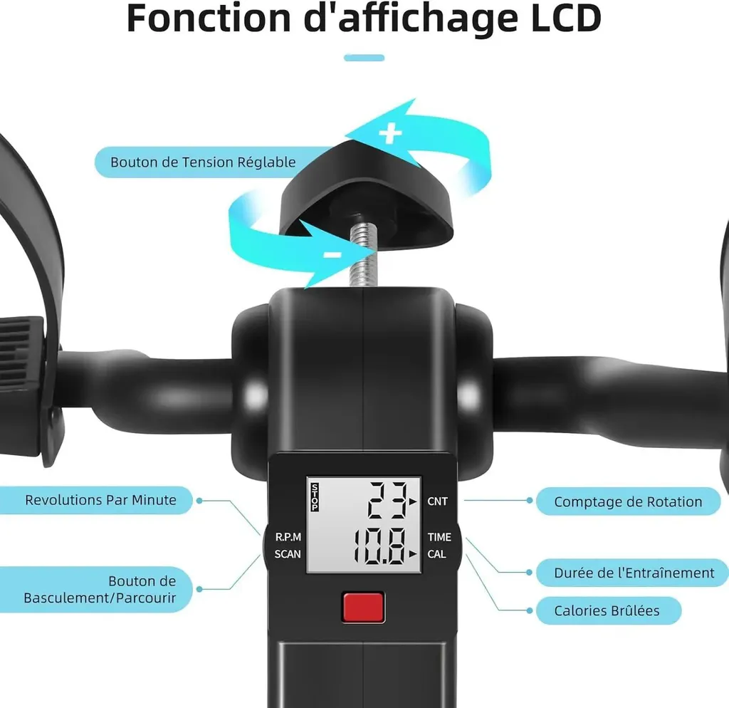 Mini Vélo d'Appartement à Résistance Réglable et Écran LCD Multifonction - 3
