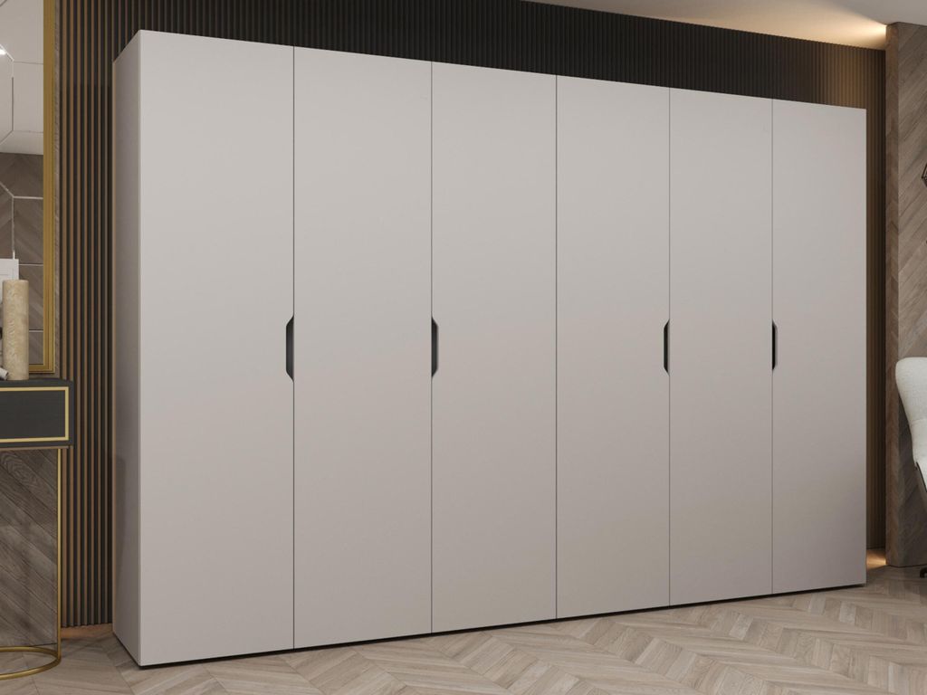 MIRJAN24 Kleiderschrank Malaga 300, Kleiderschrank, Garderobe (Farbe: Cashmere, Größe: 300 cm)