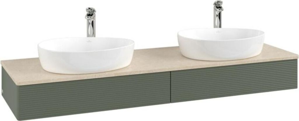 V&B Waschtischunterschrank mit Frontstruktur Antao 160x50cm, HL, WBP botti., lea gre. m Lac