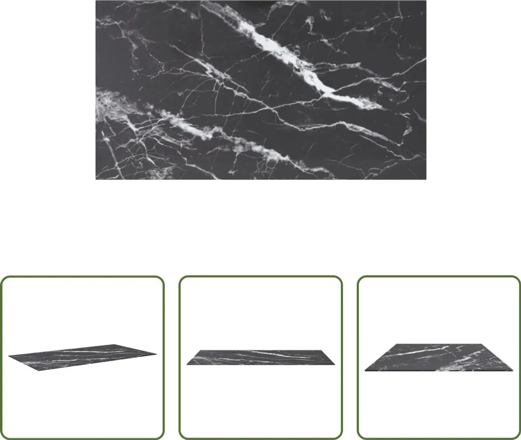 Piano in Vetro 120x65 Marmo Nero - Top Design per Tavoli e Scrivanie