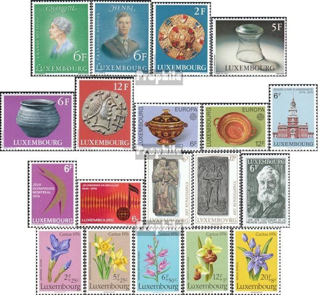 Briefmarken Luxemburg 1976 Mi 922-940 (kompl.Ausg.) Jahrgang 1976 komplett postfrisch Jubiläen