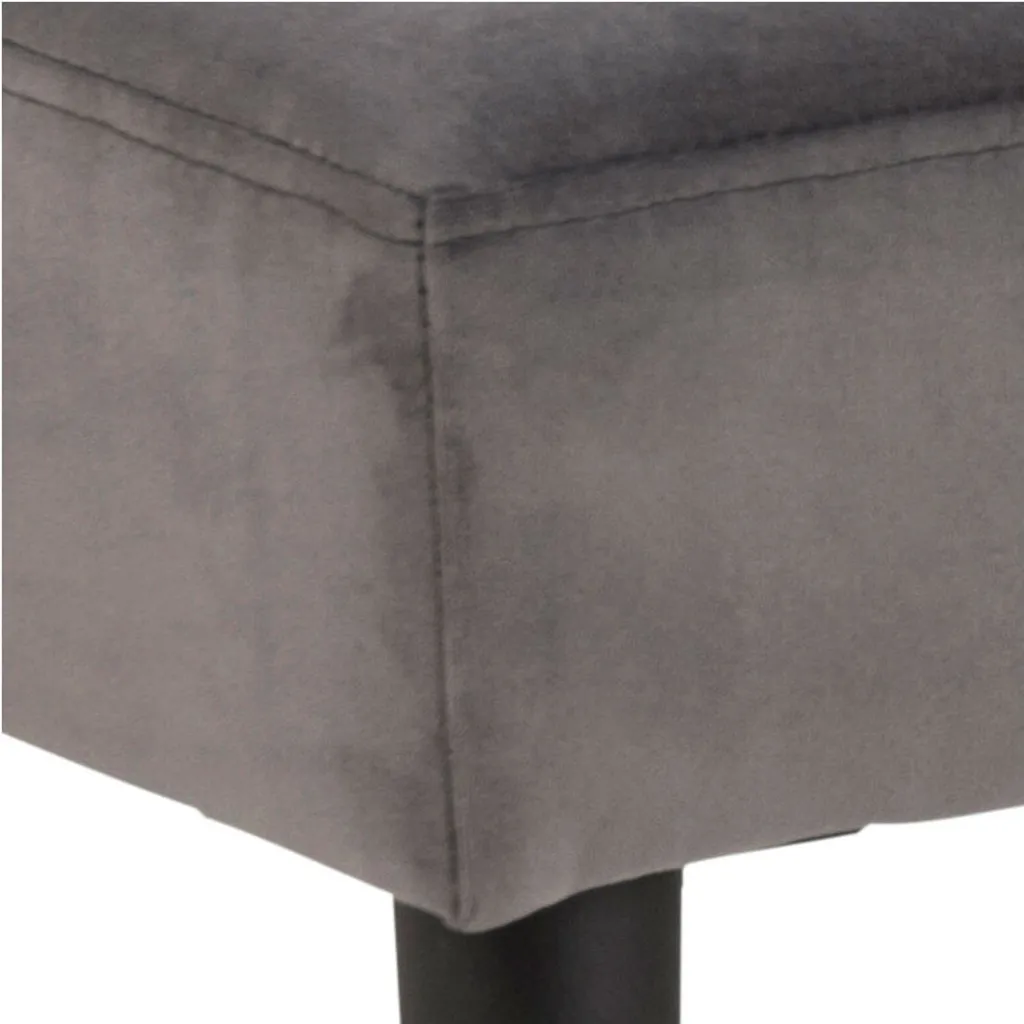 Banc gris en velours Glory : assise d'appoint stable et peu encombrante - 5