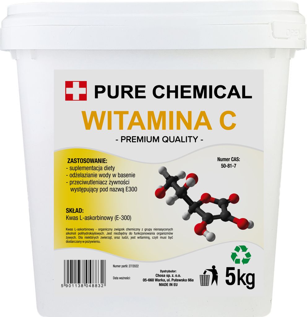 PURE CHEMICAL | Vitamin C für Pool | L-Ascorbinsäure für Schwimmbad | 5 kg