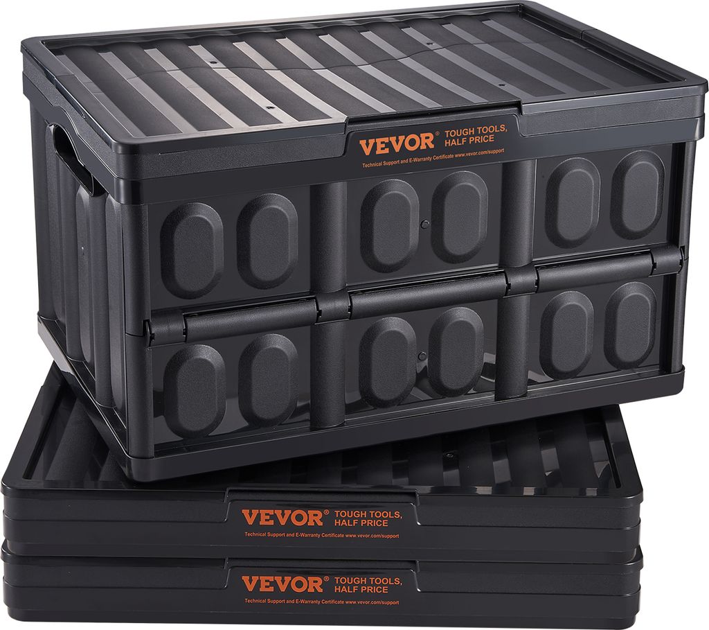 VEVOR 3er-Set 45L Profi Klappbox aus PP Transportbox mit Deckel Faltbarer Aufbewahrungsbox mit Handgriff Stapelbare Kisten Storage Box Faltboxen St...