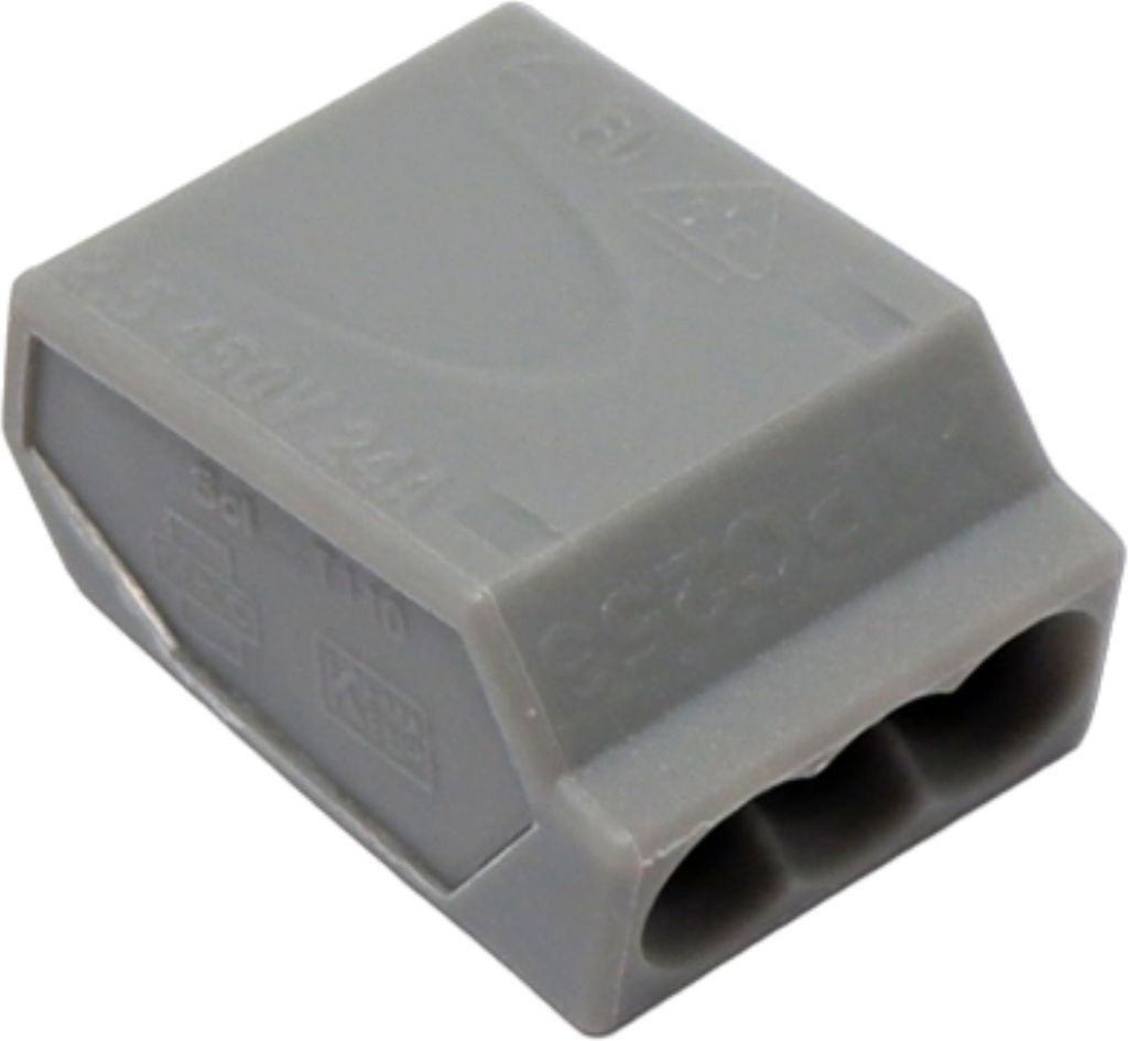 ViD Schraubenlose Dosenklemme Steckklemme 3 x 2,5 mm², grau (50 Stück / Beutel)