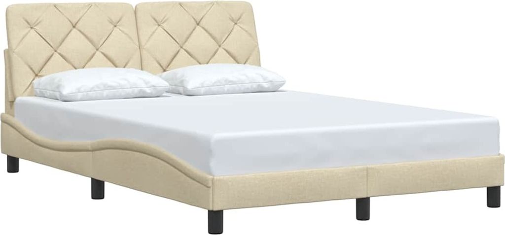 Bettgestell ohne Matratze Creme 140x200 cm Stoff