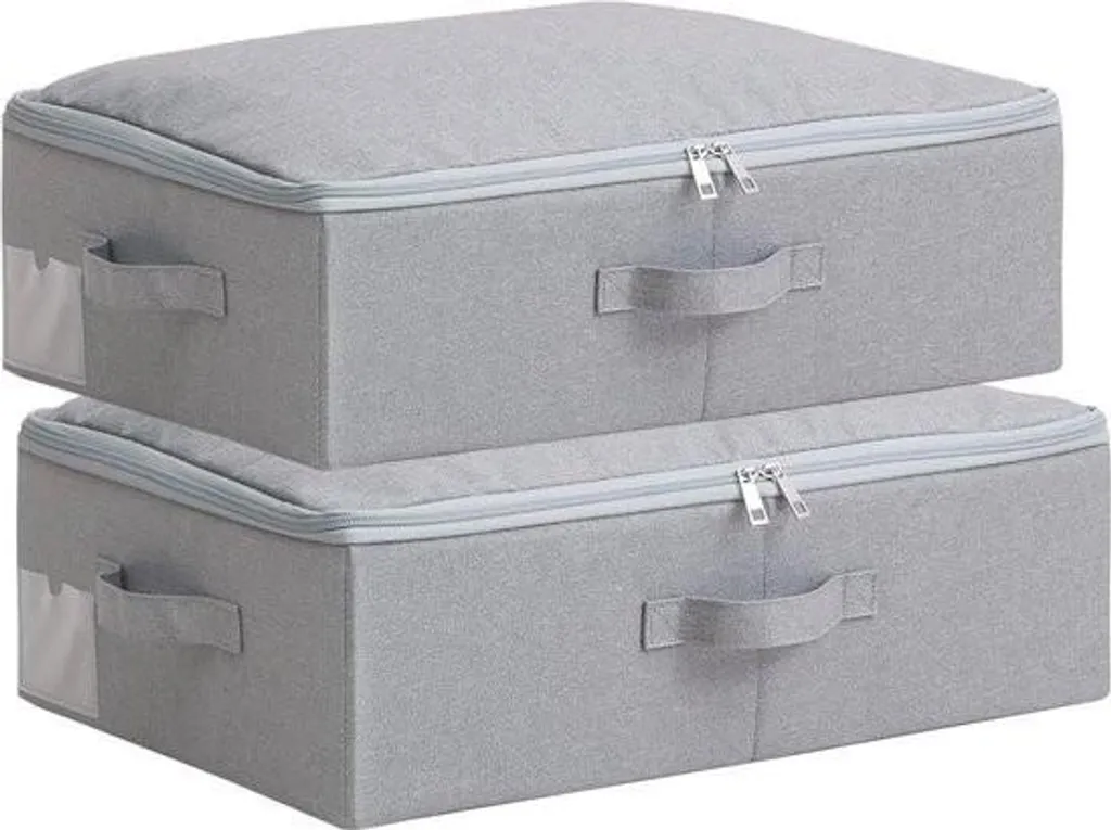 Boîtes de rangement anti-poussière pliables en tissu gris pour placard