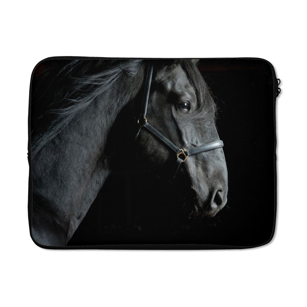 MuchoWow Laptop Hülle 17 Zoll Laptoptasche Pferd - Leicht - Schwarz - Zipper - Schutzabdeckung