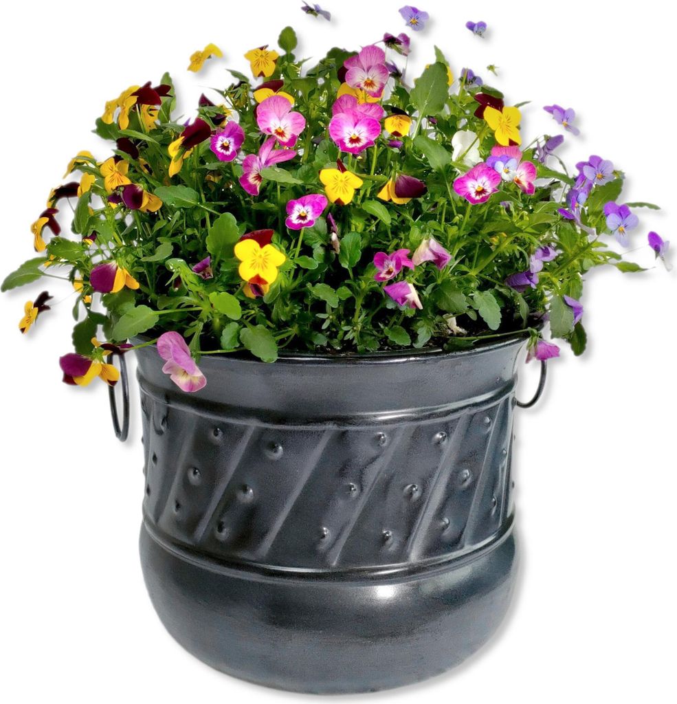 Metall Pflanzkübel schwarz-grau Ø 41cm Blumentopf Blumen-Kübel übertopf Pflanz-Topf
