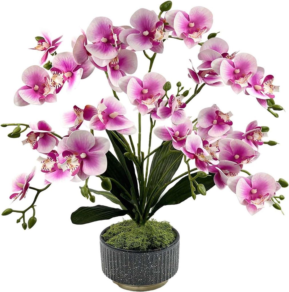 Künstliches Orchideenarrangement - 33 Blüten - 56 cm - Keramiktopf