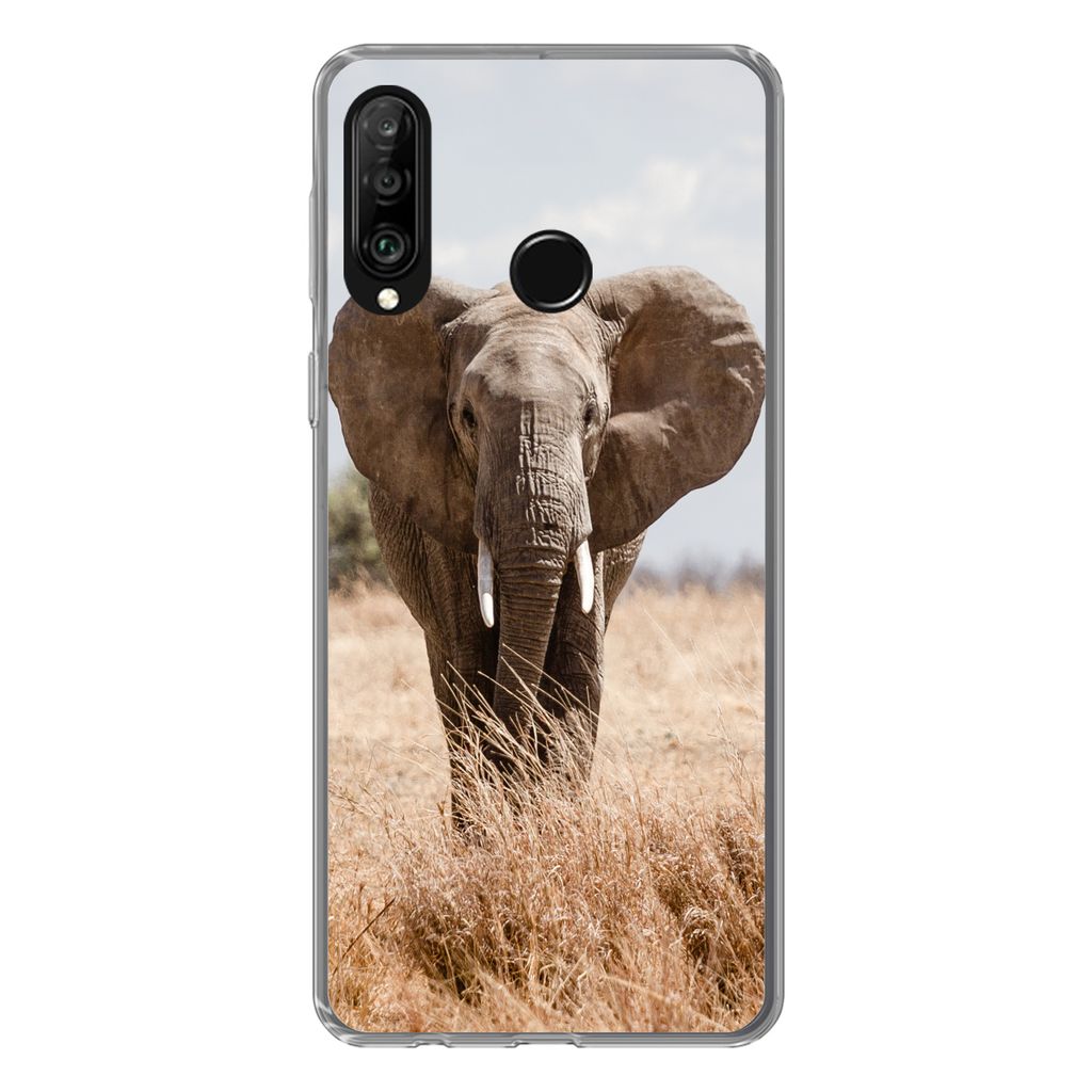 MuchoWow Handyhülle Schutzhülle Hülle für Huawei P30 Lite Elefant - Natur - Tiere - Porträt Silikon Softcase Handy Hülle - Handyhülle