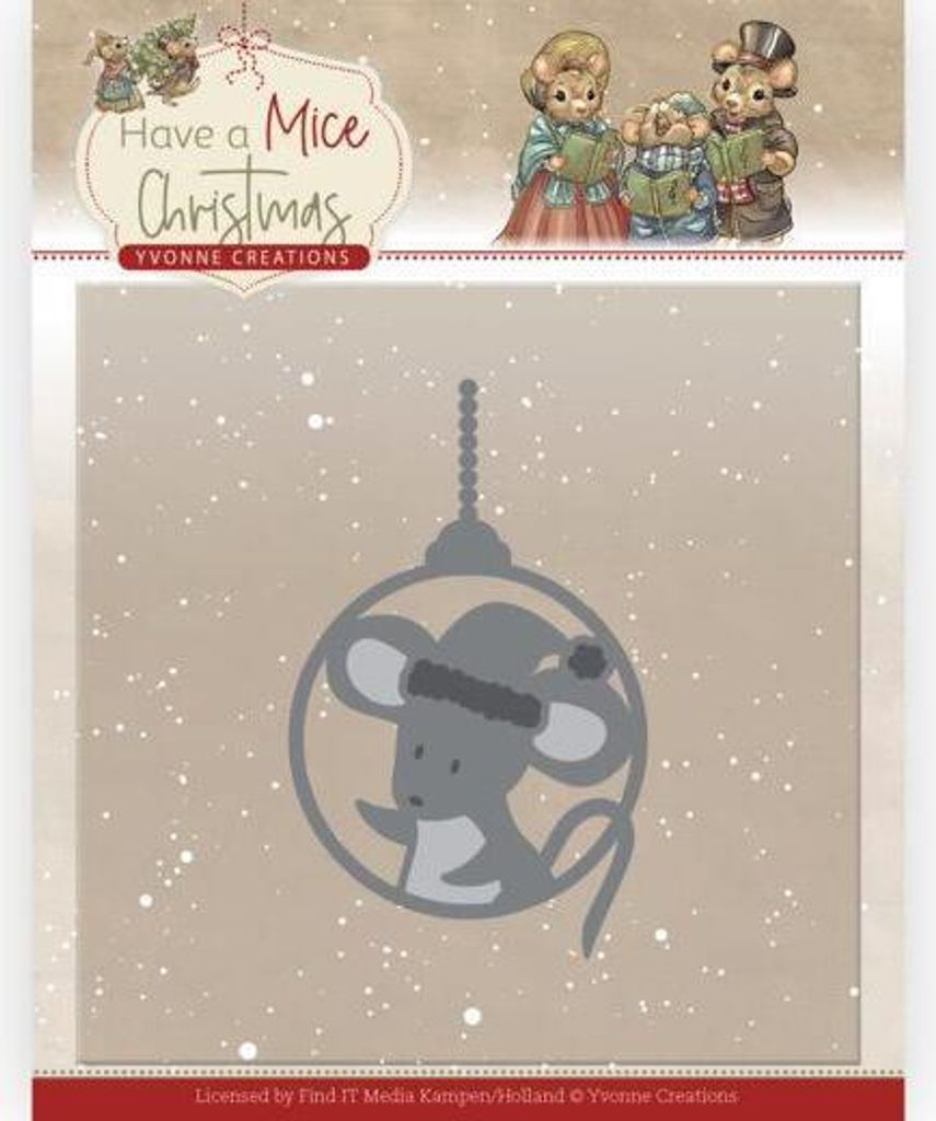 Stanzschablone - Yvonne Creations - Have a Mice Christmas - Weihnachtsmaus Kugel
