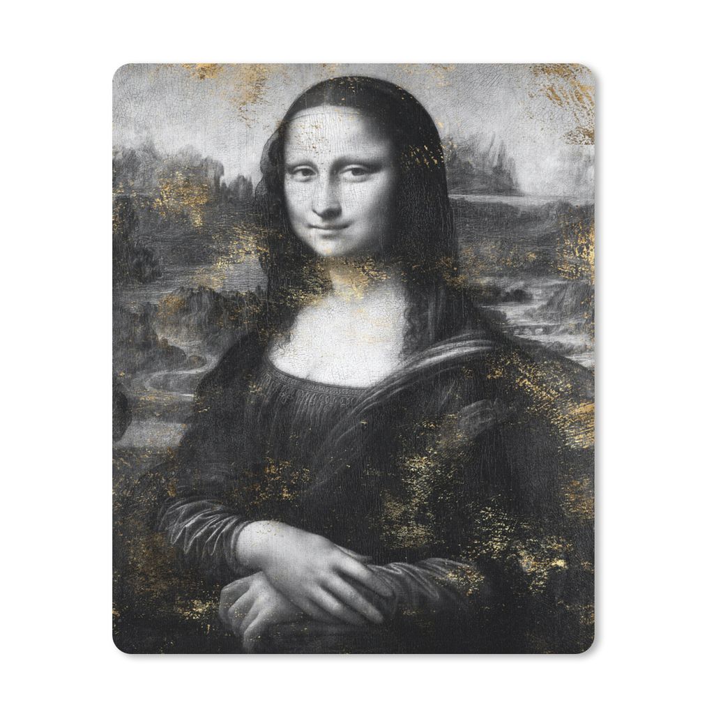 MuchoWow Mauspad Mousepad Mona Lisa - Leonardo da Vinci - Gold 30x40 cm - Mousepads - Maus Mat - Pad - Mausunterlage - Mausmatten