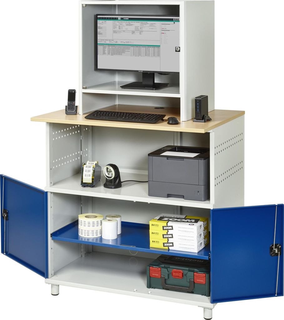 Rau Computer-Tisch 1022 mit Monitorgehäuse T550 mm, B1100xT790xH1840mm