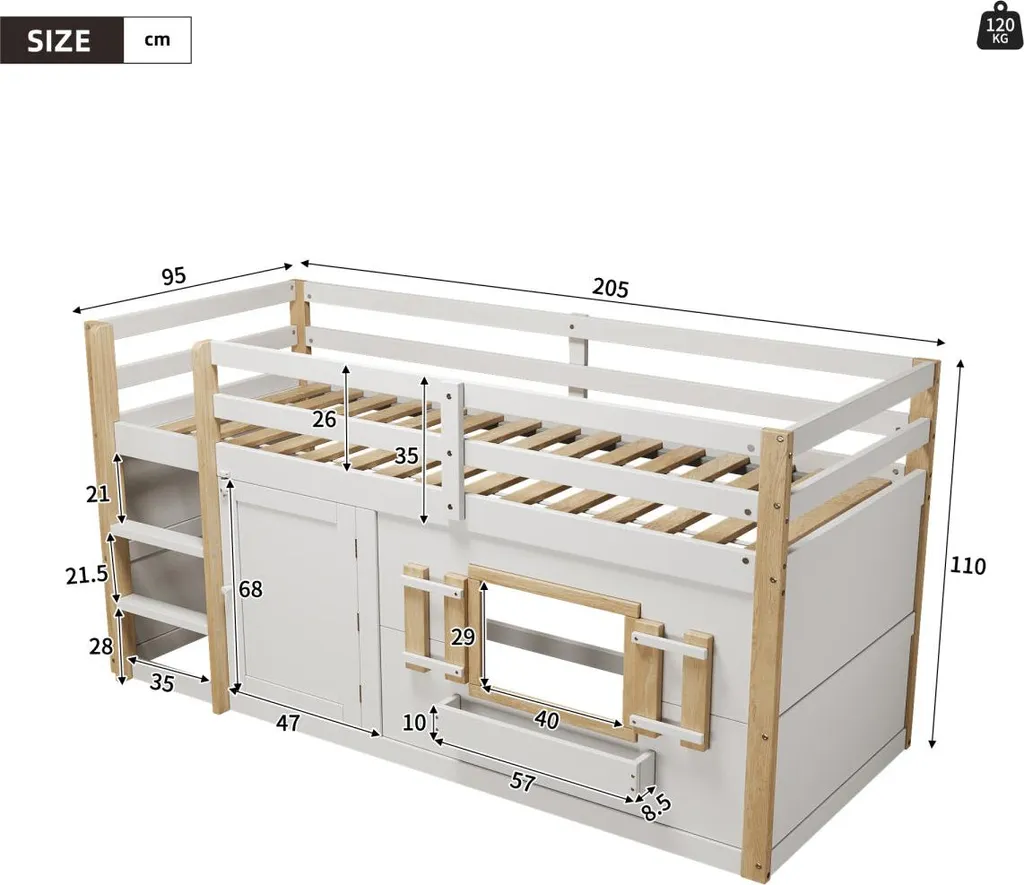 Lit superposé enfant 90x200 cm blanc, solution chambre partagée compacte