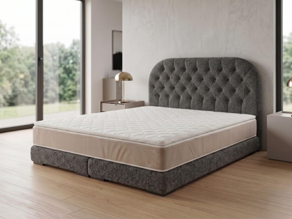 Polsterbett LEON 4 mit Kopfteil, modernes gepolstertes Bett in 140 x 200 cm Farbe: Grau