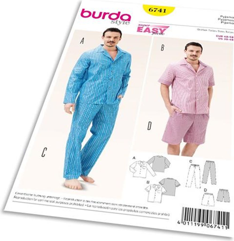 Střih Burda 6741 - Pánské pyžamo Obrázek produktu 