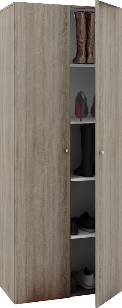 VCM Holz Schrank | Maße B. 70 x H. 178 x T. 40 cm | 5 Fächer | Allzweckschrank | Schuhschrank | mit zwei Drehttüren – Vandol