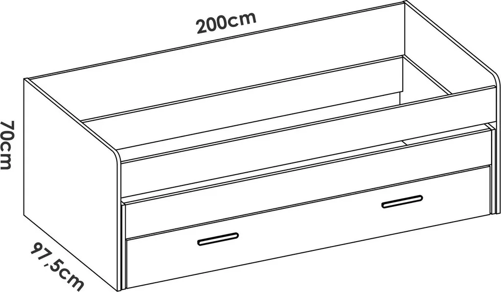 Lit simple blanc Auguste avec coffre de rangement intégré 90x200 - 3