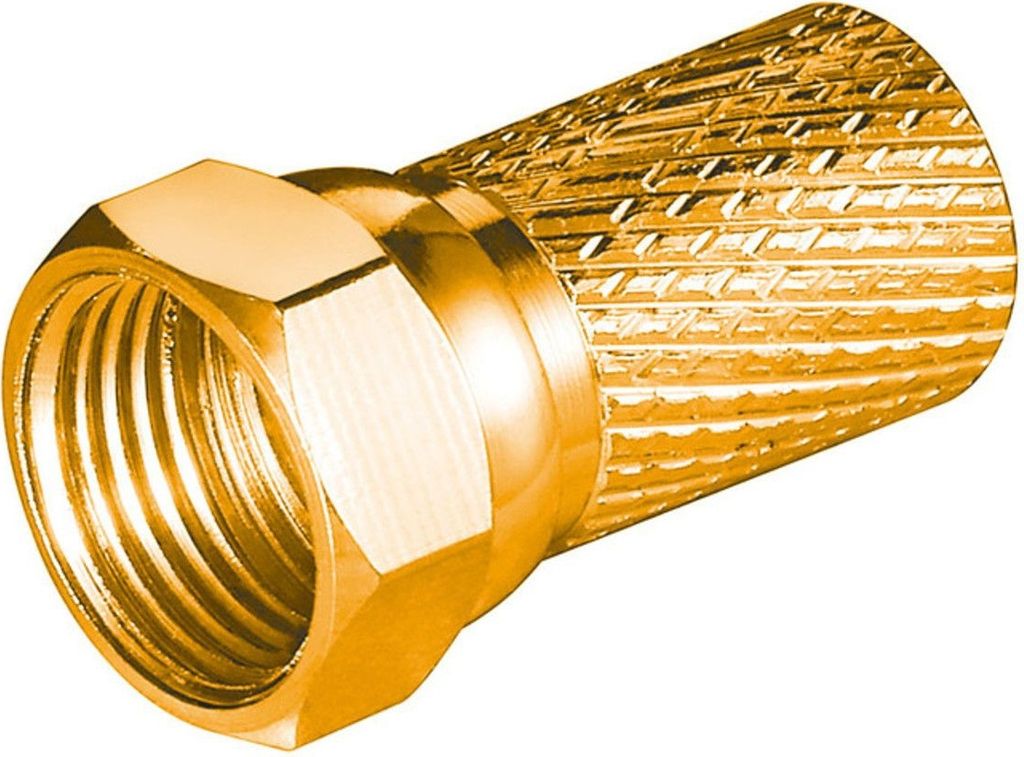 Wentronic Aufdreh-F-Stecker 7,0 mm, Kupfer - Kupfer-vergoldet, breite Mutter