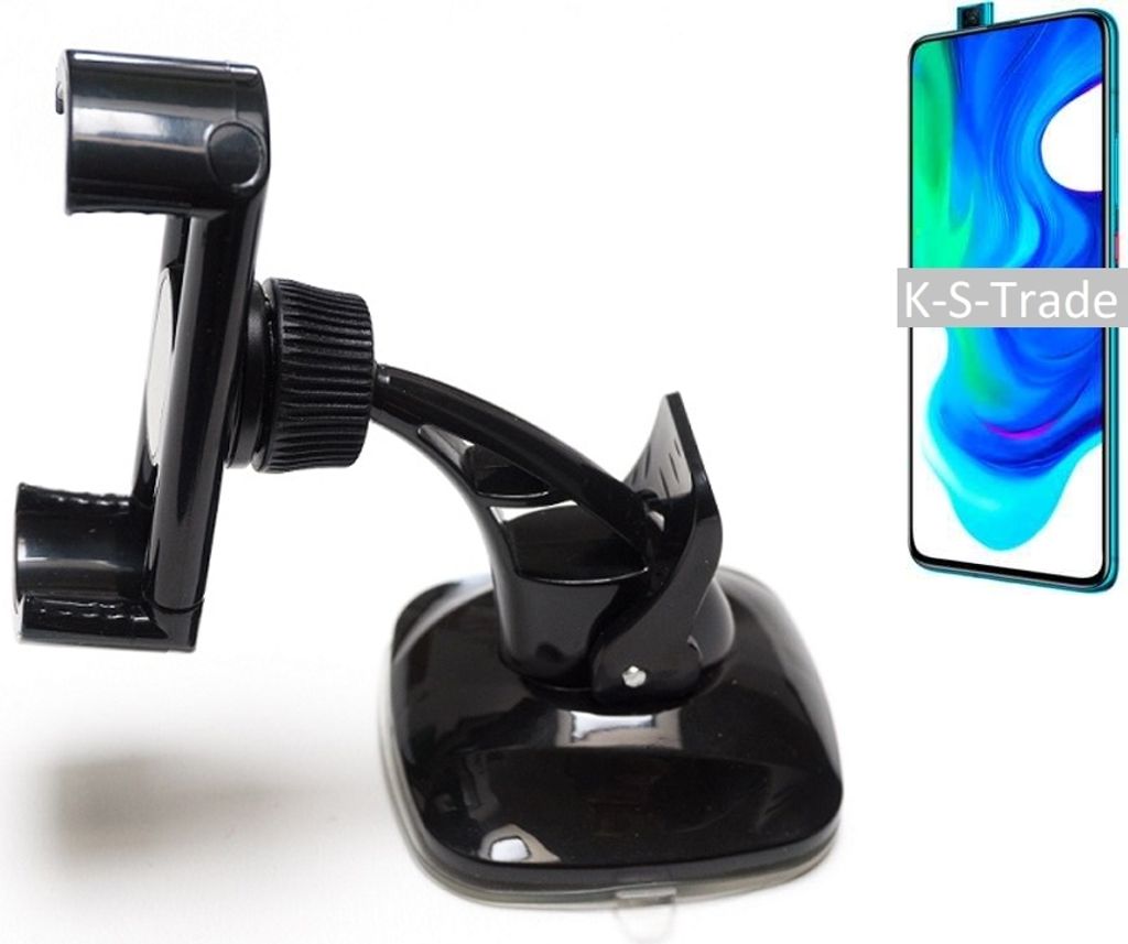 K-S-Trade kompakte Handy-Halterung Windschutzscheibe kompatibel mit Xiaomi Poco F2 Pro Armaturenbrett schwarz Autohalterung KFZ Halter
