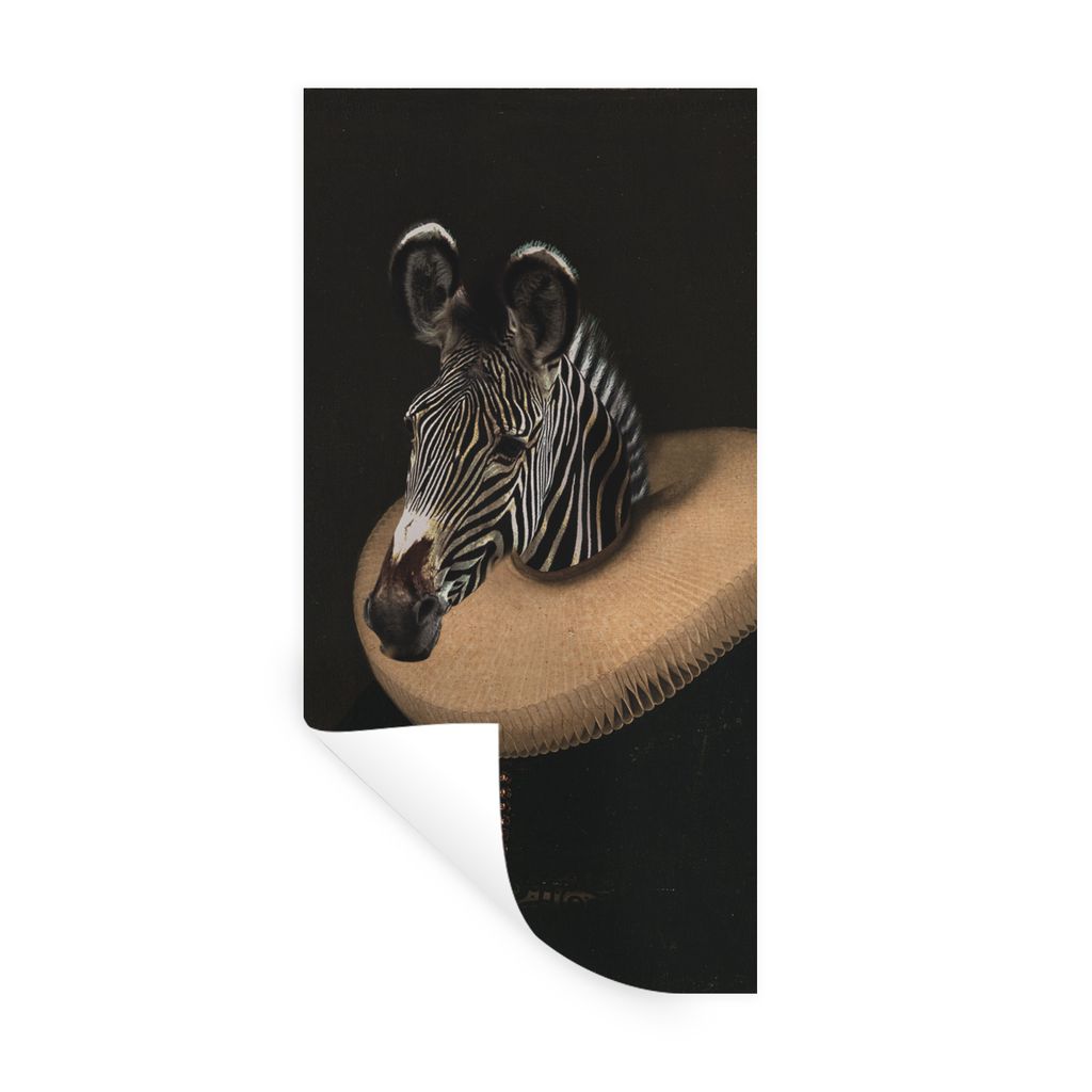 MuchoWow Wandtattoo Wandsticker Wandaufkleber Zebra - Halsband - Kunst 40x80 cm Selbstklebend und Repositionierbar - Repositionierbar - Wasser ab...