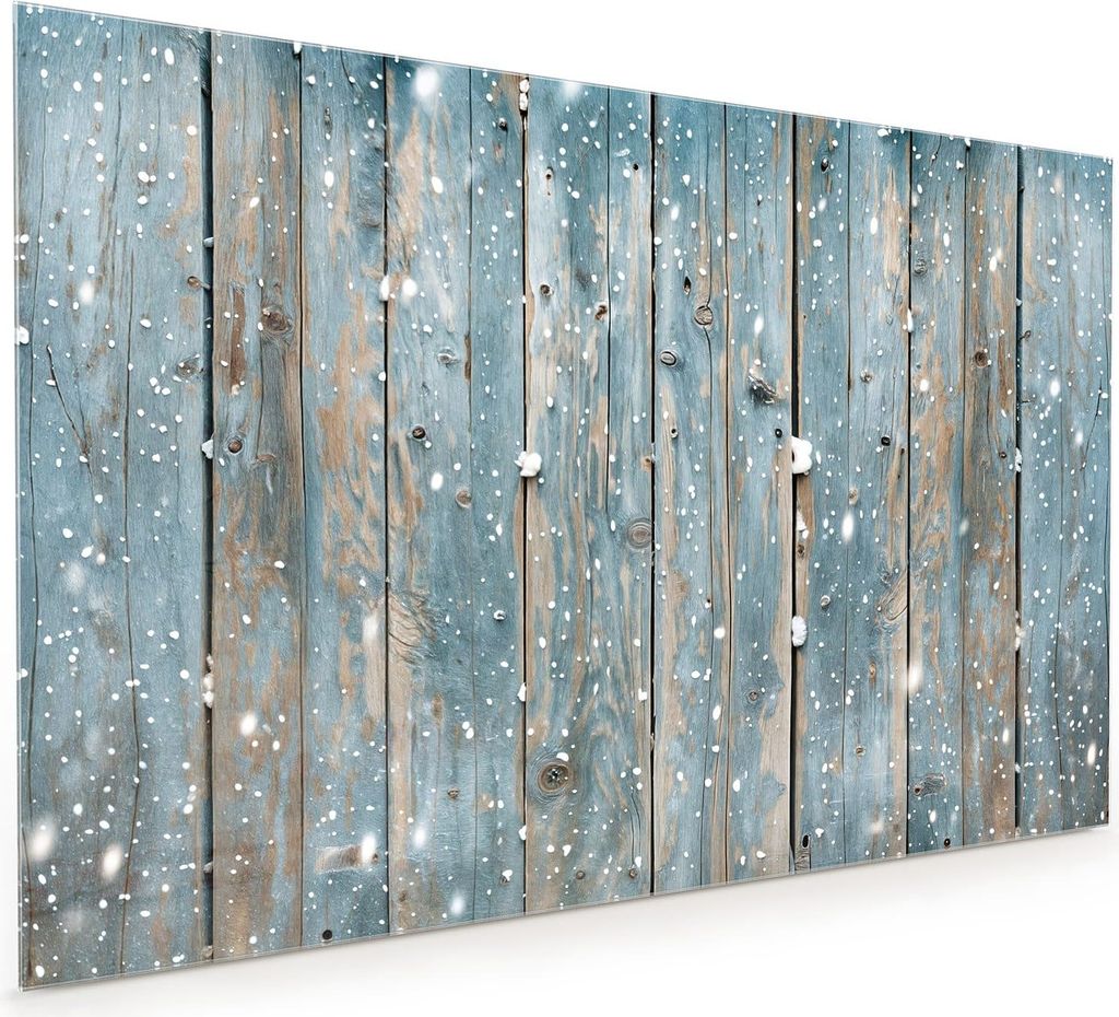 Küchenrückwand Spritzschutz Glas mit Motiv Holz mit Schnee 40 x 40 cm