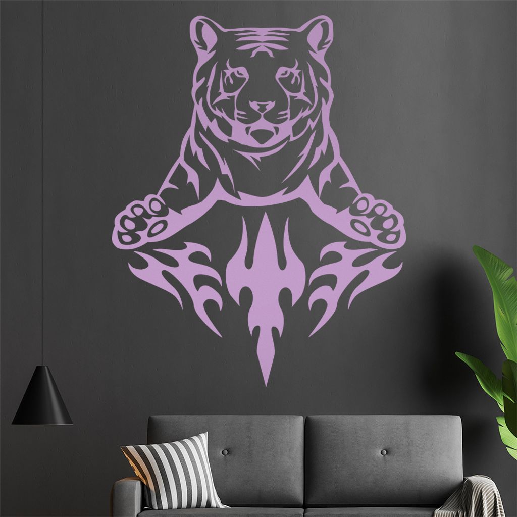 Flammen Tiger Wandtattoo in 6 Größen - Wandaufkleber Wall Sticker - Dekoration, Küche, Wohnzimmer, Schlafzimmer, Badezimmer
