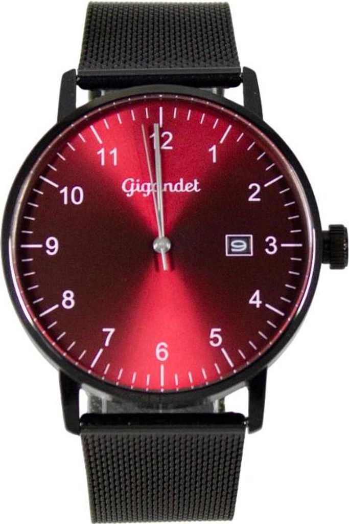 Gigandet Armbanduhr Herren Quarz Schwarz Edelstahl Datum Rot G26-011