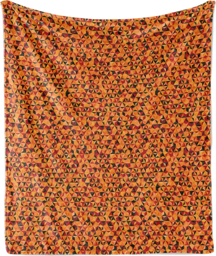 Plaid en polaire douce 175x230 cm à motifs géométriques mandarine