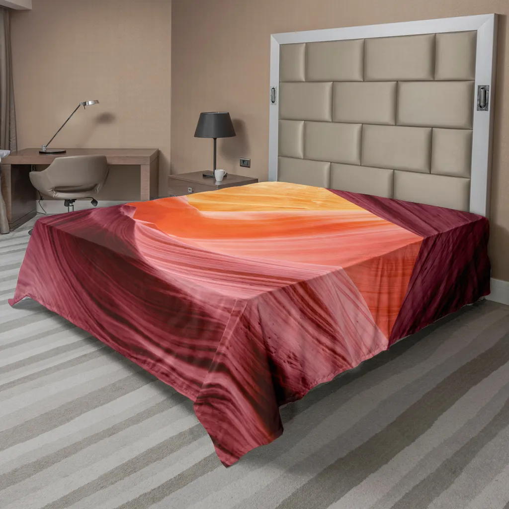Drap plat Antelope Canyon 260x228 cm en microfibre douce violet et tan