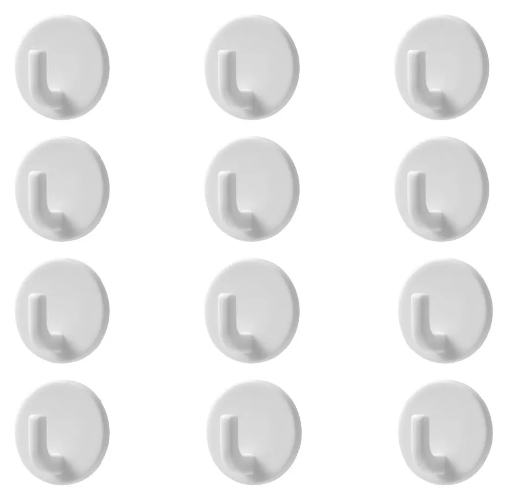 Lot de 12 crochets adhésifs muraux en acier inox pour salle de bain