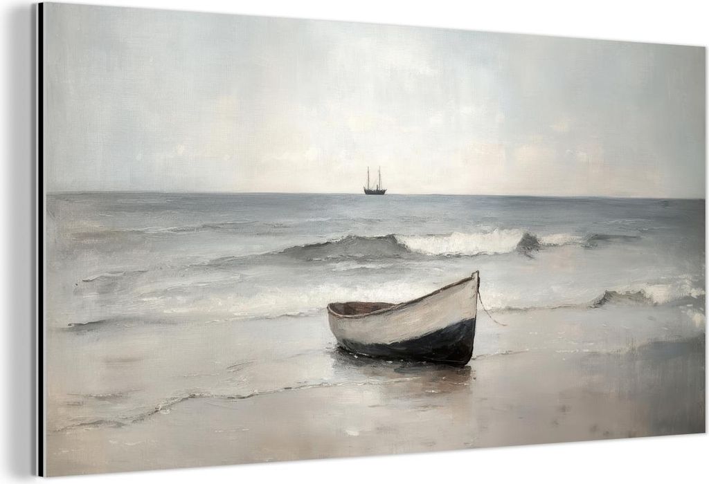 MuchoWow Wanddekoration Metall Metallbild Wandkunst 40x20 cm Ruderboot - Meer - Horizont MuchoWow Aluminium Gemälde - Bild - Aluminium