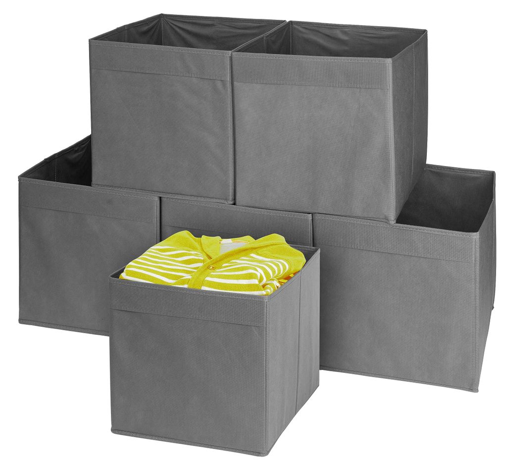 Set mit 6 faltbaren Aufbewahrungsboxen aus Stoff (33 x 33 x 37 cm) – Vielseitige Organizer für Kleidung, Spielzeug und Wohnaccessoires