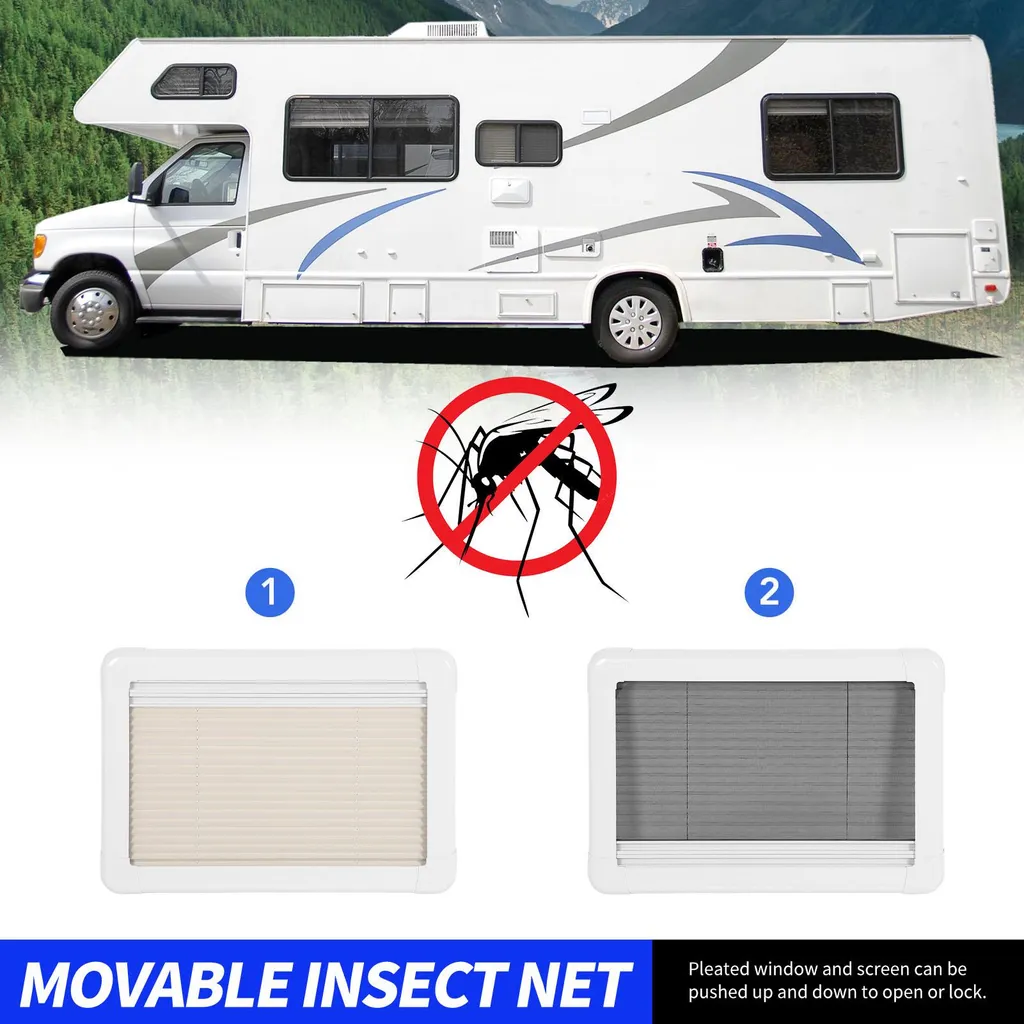 Store plissé zippé 30 x 20 pouces pour fenêtres de camping-car et van