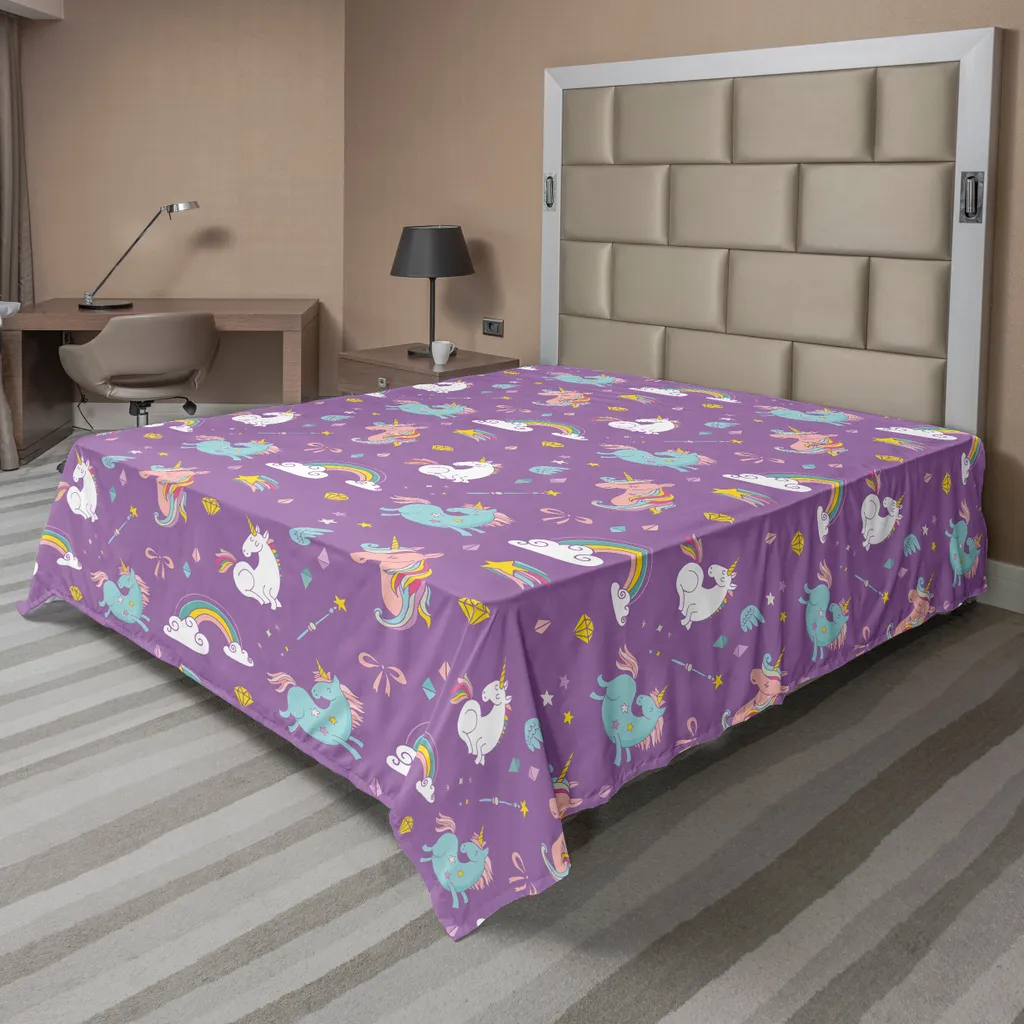 Drap de lit Licorne Confortable 244x205cm Imprimé Créature Magique