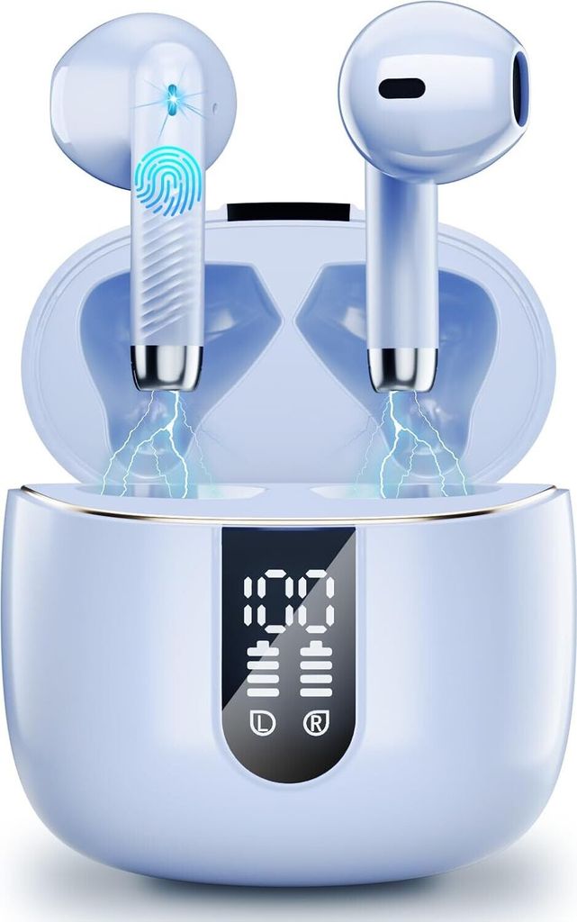 Kabellos mit 4 Mic, 48H Tiefer Bass Spielzeit Wireless Earbud, LED-Anzeige, Bluetooth Ohrhörer mit ENC Noise Cancelling, IP7 Wasserdicht Sport USB-C