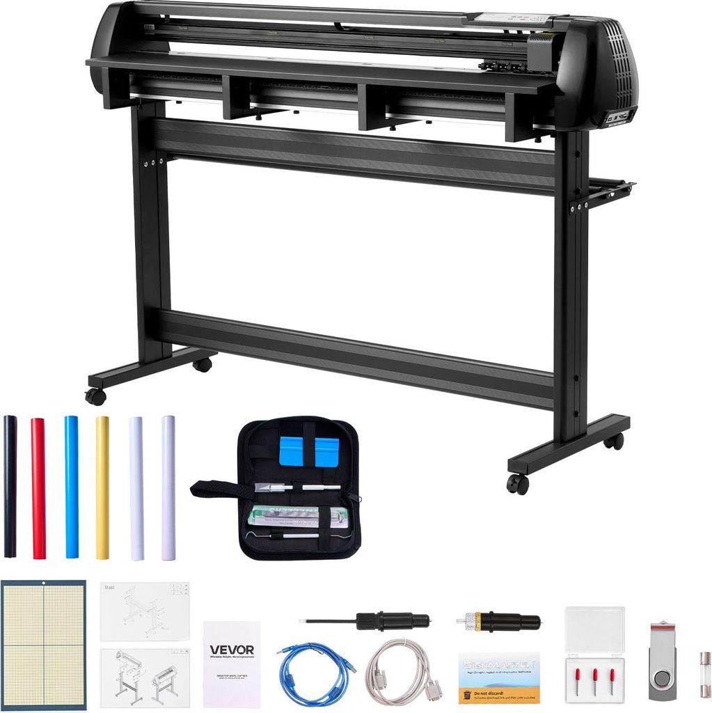 VEVOR Vinylschneidemaschine mit 135 cm max. Zufuhrbreite & Doppelklingen & LED-Anzeige, einstellbares Vinyl-Schneideplotter-Set mit Aufkleberbögen...