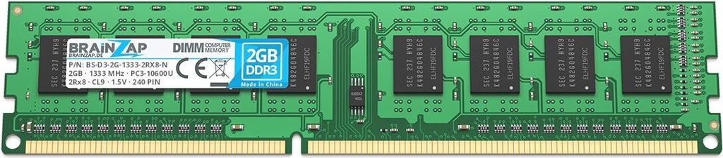 BRAINZAP 2GB DDR3 RAM DIMM PC3-10600U 2Rx8 1333 MHz 1.5V Zdjęcie produktu 