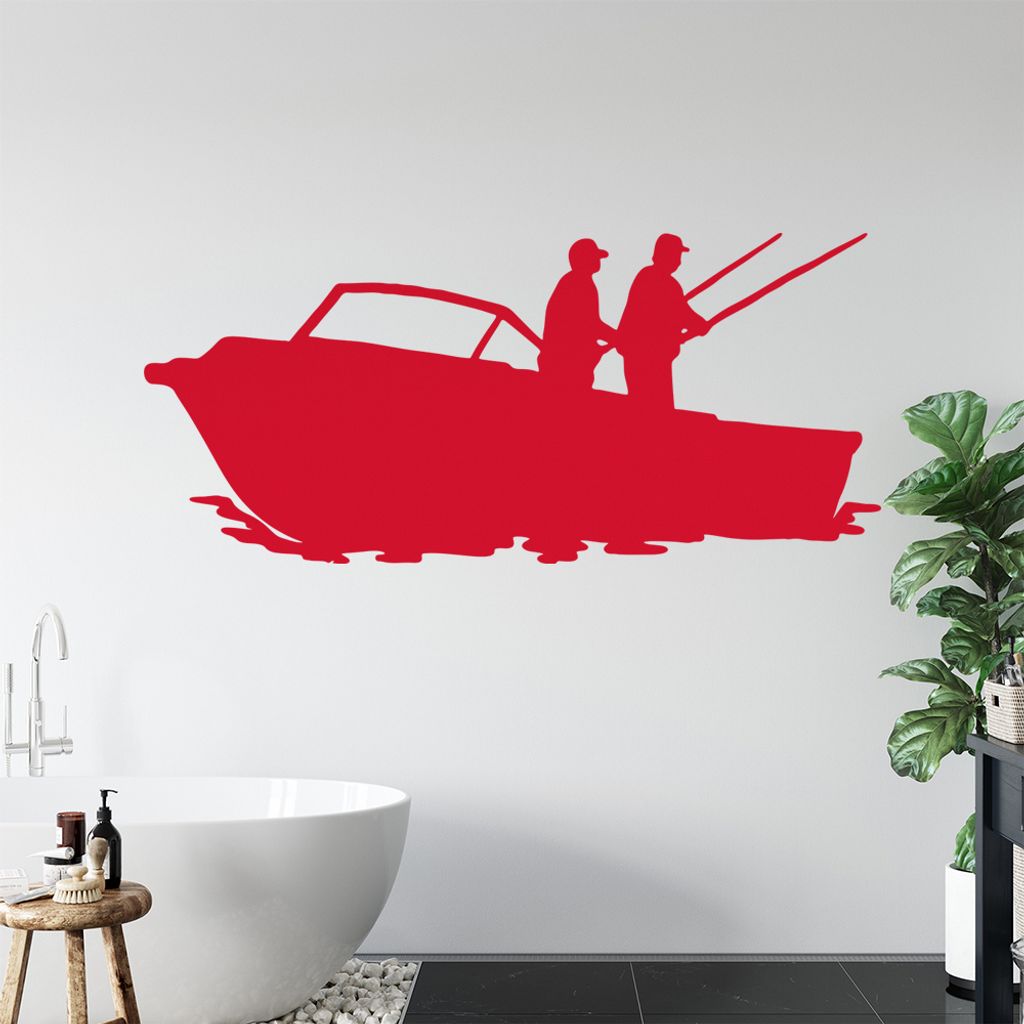 KIWISTAR Fischerboot - Finger Meer Angeln Fisch Wandtattoo in 6 Größen - Wandaufkleber Wall Sticker - Dekoration, Küche, Wohnzimmer, Schlafzimme...