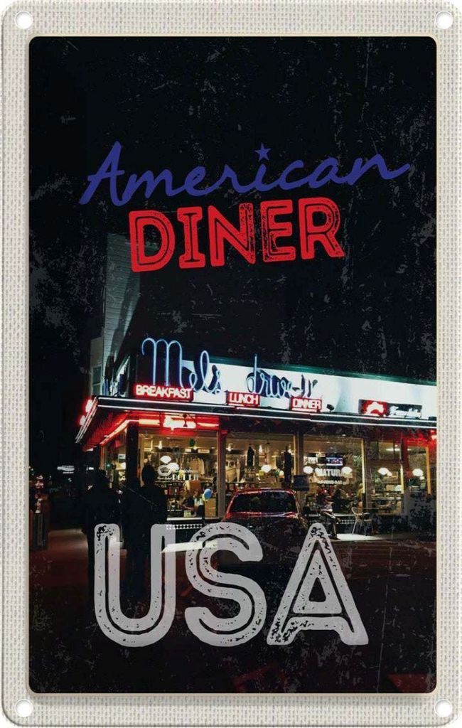 vianmo Blechschild 18x12 cm USA Diner Urlaub American Restaurant Lunch Dinner Bildmotiv Reisemotiv Abenteuer Reisen Amerika