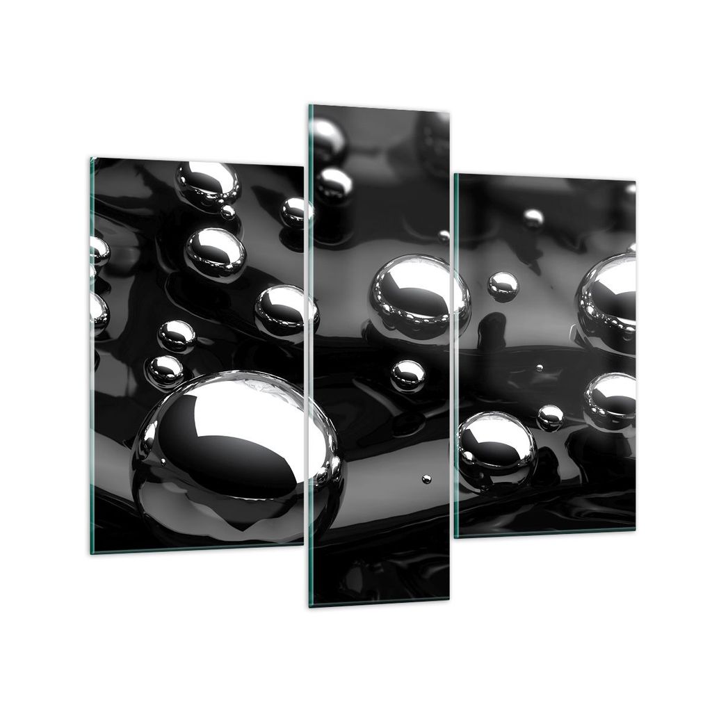 Bilder auf glas - Chrom Metall Reflexion - 95x80cm - Glasbilder - Wandbilder - Kunstdruck - zum Aufhängen bereit - Wanddekoration aus Glas - Glas ...