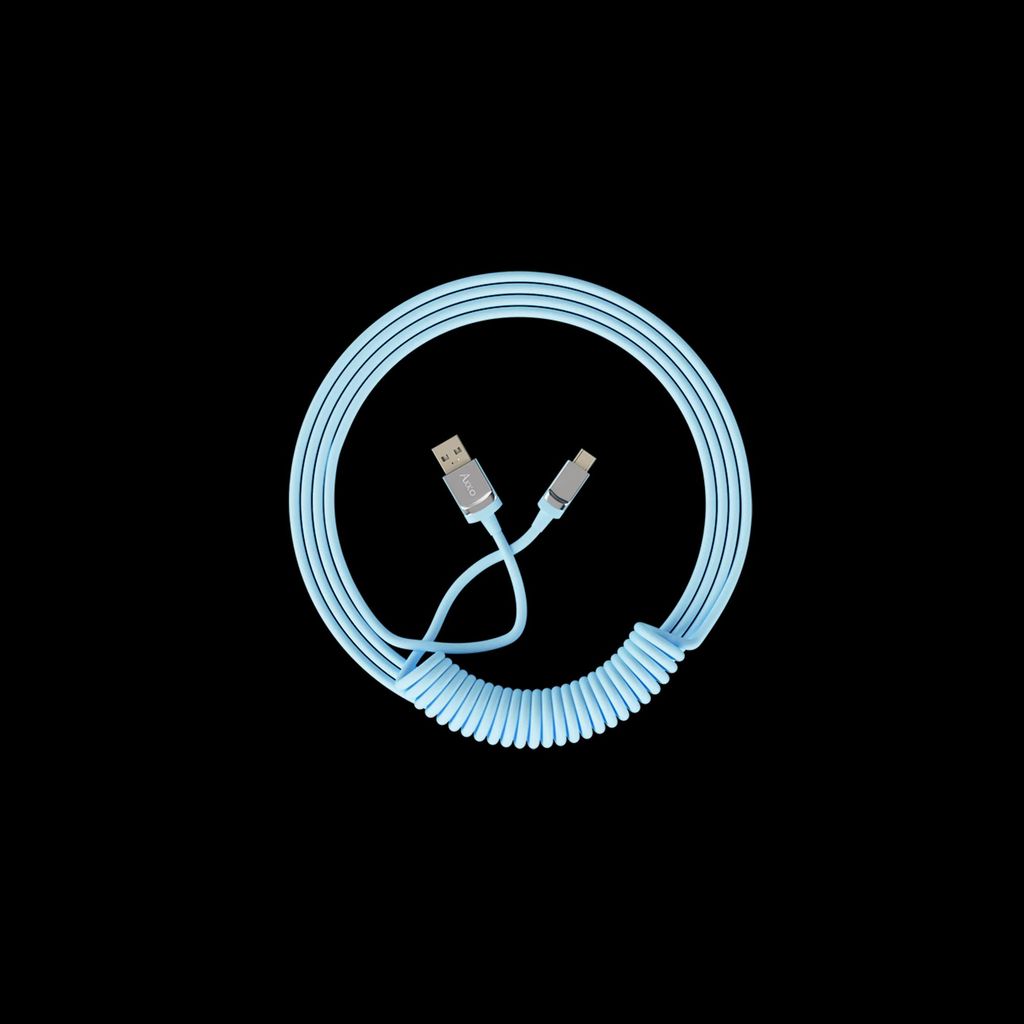Akko Custom Spiralkabel, einziehbares USB-Typ-C-Verlängerungskabel, Spiralfeder-Spiralkabel für mechanische Tastaturen, Blau