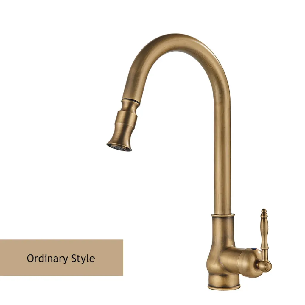 Rubinetto Vintage In Ottone Per Bagno O Cucina - Oro Satinato Con Dettagli In Porcellana Blu E Bianca - 1 Foro