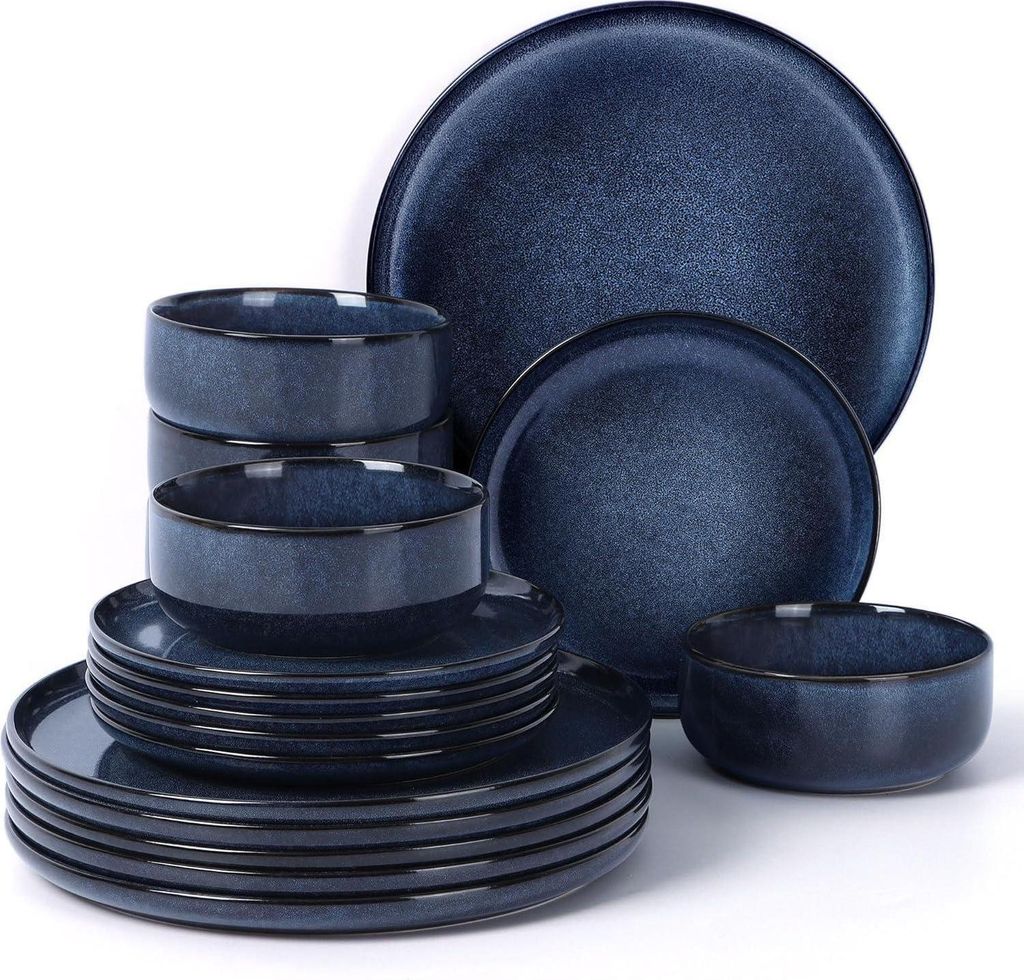 Homikit Set di stoviglie in gres da 18 pezzi Universe Blue, Immagine del prodotto 