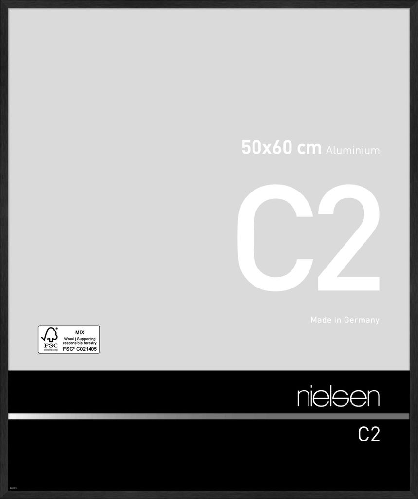 nielsen Aluminium Bilderrahmen C2, 50x60 cm, Struktur Schwarz Matt
