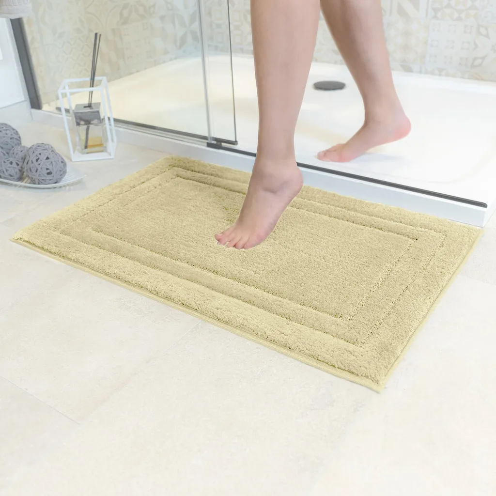 Tapis de bain antidérapant beige 50x80 cm - Tapis de douche lavable