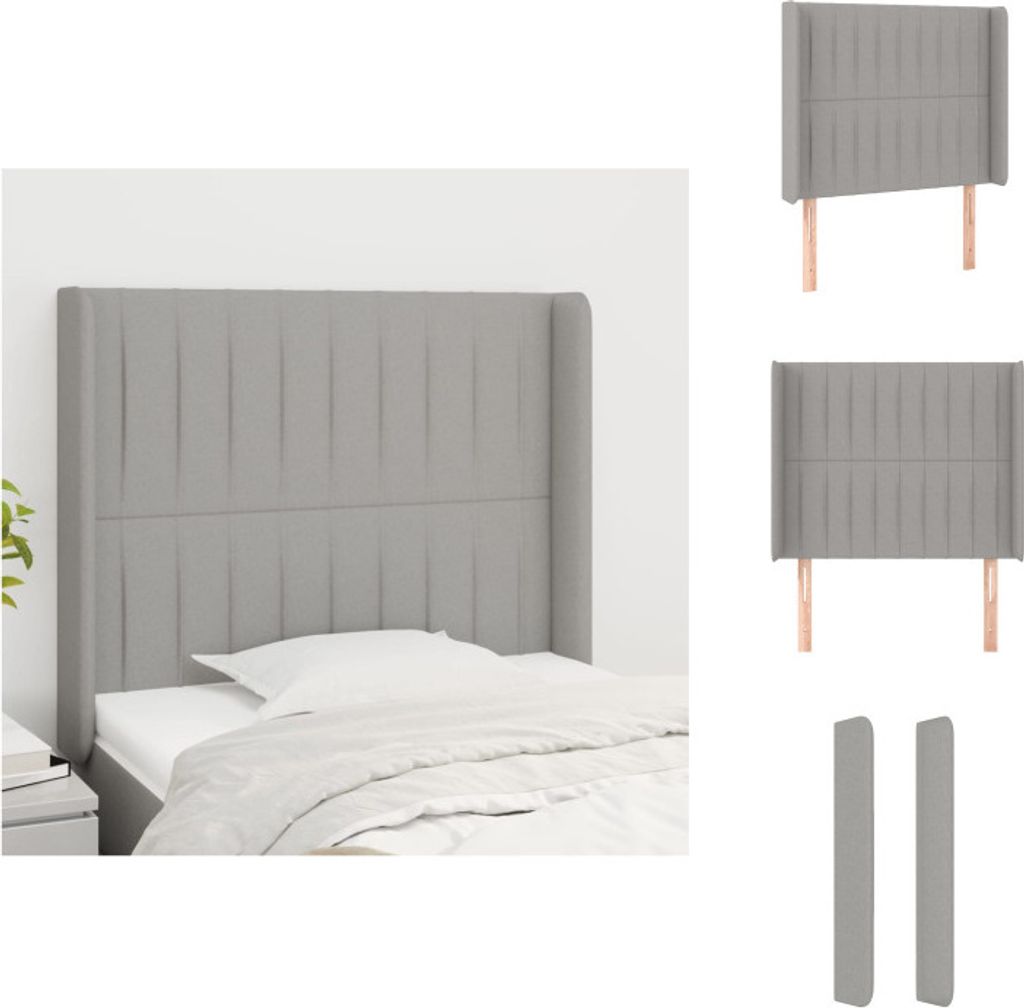 vidaXL Kopfteil mit Ohren Hellgrau 103x16x118/128 cm Stoff - Kopf- & Fußenden