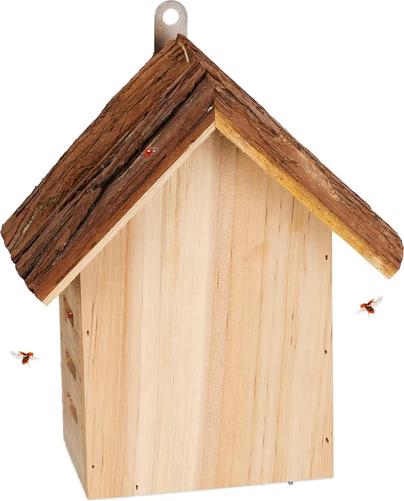 Hôtel pour insectes robuste avec compartiments variés 22x19cm à suspendre