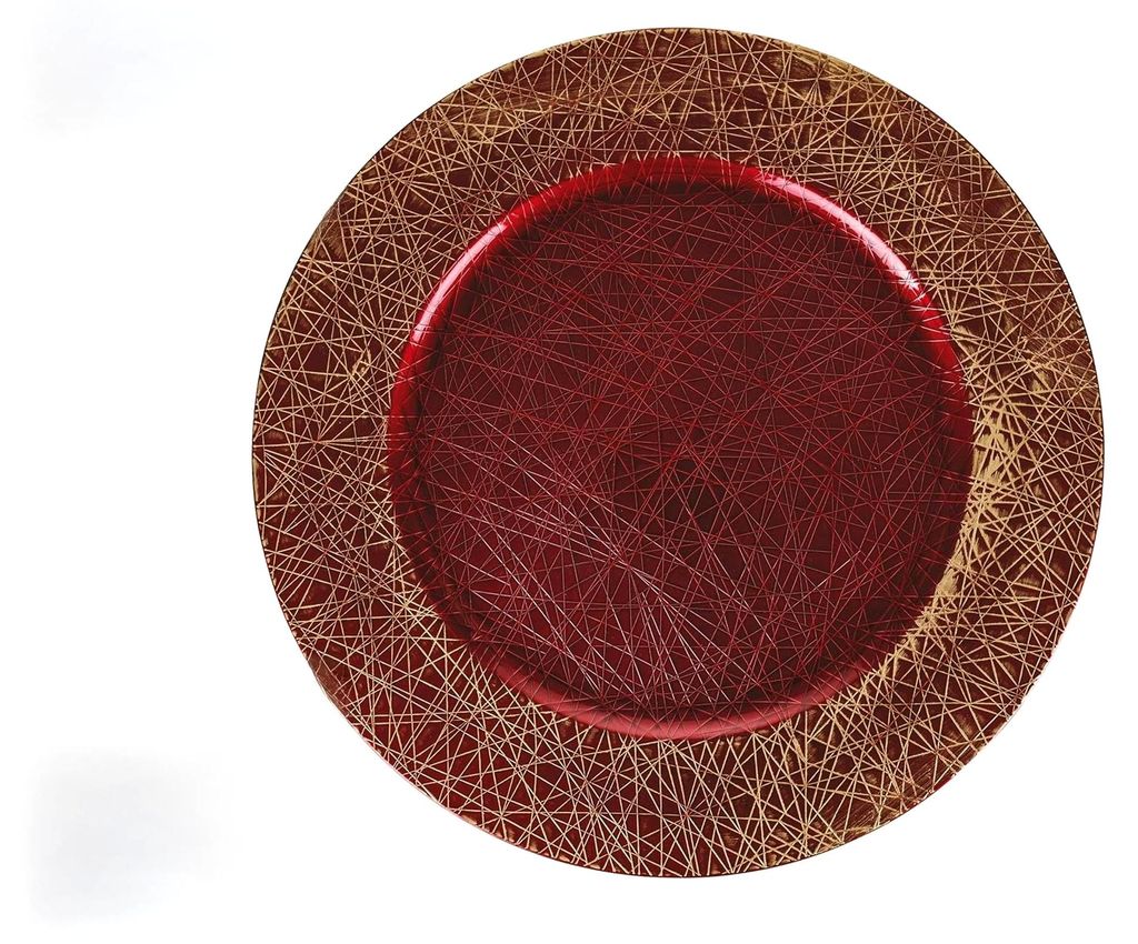 6er Set Platzteller Weihnachten rot und gold Ø33cm, Kunststoff